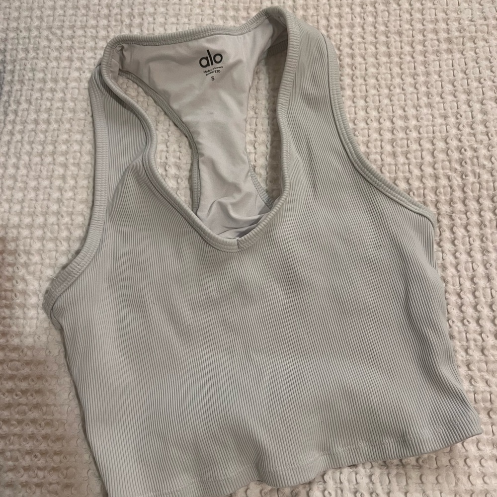 White alo ribbed tank